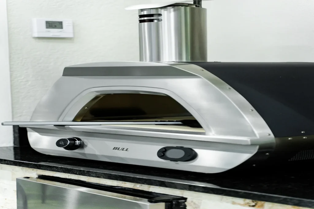 Bull pizza oven in the outdoor kitchen appliance display